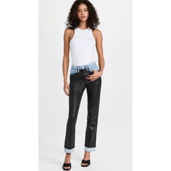 FRAME Le Sylvie Slender Straight Black Ice Jeans - Picture 2 of 8